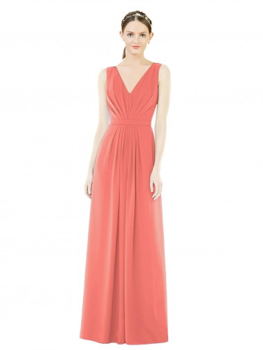 V-Neck V-Back Sleeveless Chiffon Bridesmaid Dress Geelong