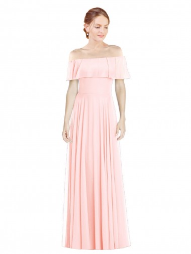 Shop Off the Shoulder Long Bridesmaid Dress With Ruffle Overlay Geelong