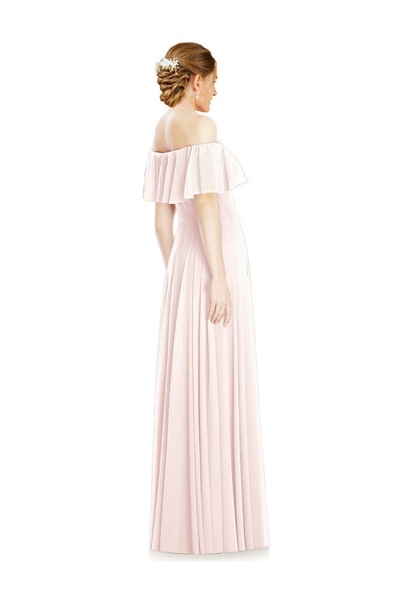 Off the Shoulder Long Bridesmaid Dress With Ruffle Overlay Geelong