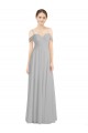 Off the Shoulder Long Chiffon Bridesmaid Dress with Ruched Bodice Geelong
