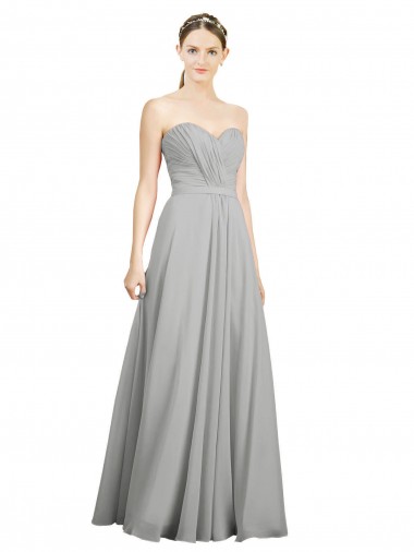 Shop Sweetheart Strapless Draped Long Chiffon Bridesmaid Dress Geelong