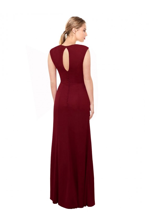 Shop Cap Sleeves Chiffon Bridesmaid Dress / Prom Dress with Pleated V-Neck Bodice Geelong