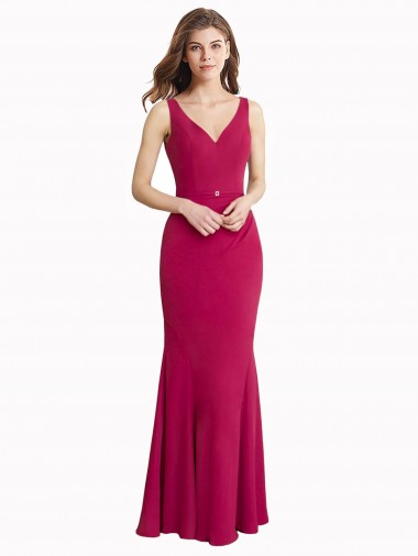 Shop V-Neck Mermaid Chiffon Bridesmaid Dress / Prom Dress with V-Back and Belt Geelong