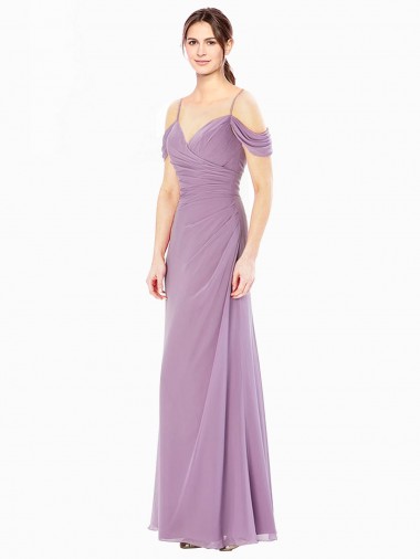 Shop Draped Off the Shoulder Sweetheart Chiffon Bridesmaid Dress with Button Back Geelong
