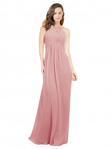 Shop Chiffon Bridesmaids Dress with Draped Bodice and Keyhole Back Geelong