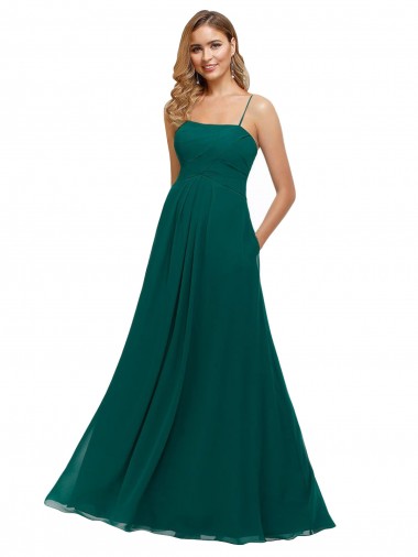 Shop Chiffon Bridesmaid Dress with Pleated Bodice and Straps Geelong