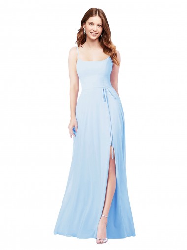Shop Chiffon Bridesmaid Dress with Tie Sash and Side Slit Geelong