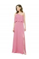 Sleeved One Shoulder Chiffon Bridesmaids Dress with Draped Ruffle Overlay Geelong