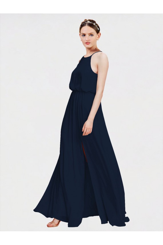 Shop High Halter Chiffon Bridesmaid Dress with Side Slit Geelong