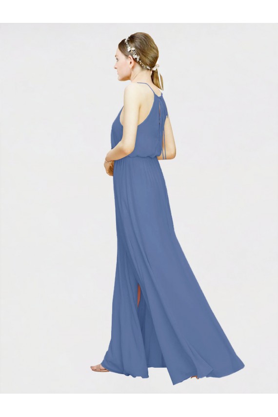 Shop High Halter Chiffon Bridesmaid Dress with Side Slit Geelong