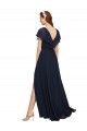 Shop Long V-Neck Chiffon Bridesmaid Dress with Slit and V-Back Geelong