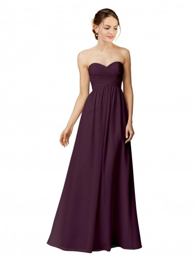 Shop Strapless Chiffon Bridesmaid Dress with Criss Cross Shirred Bodice Geelong