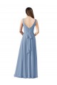 Shop Long Chiffon V-Neck and Self Sash Bridesmaid Dress with Shirred Criss Cross Bodice Geelong