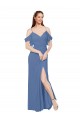 Mock-Wrap Off the Shoulder Long Chiffon Bridesmaid Dress with Side Slit Geelong