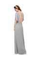 V-Neck Long Chiffon Bridesmaid Dress with Dolman Sleeved Bodice and Slit Geelong