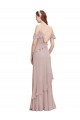 Shop Cascading Ruffles Long Chiffon Bridesmaid Dress with Cold Shoulder Geelong