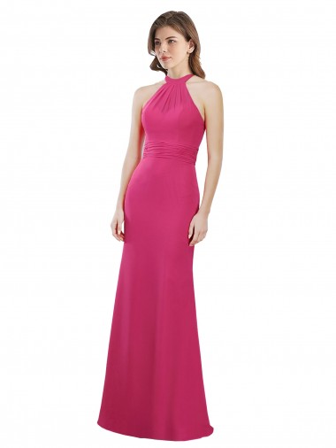 Shop Slim A-Line Long Chiffon Bridesmaid Dress with Strappy Back Geelong