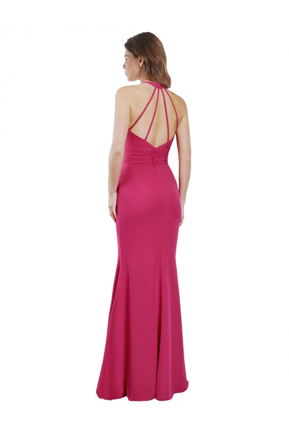 Slim A-Line Long Chiffon Bridesmaid Dress with Strappy Back Geelong