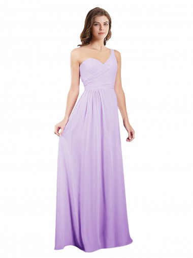 Shop Draped One Shoulder A-Line Long Chiffon Bridesmaid Dress Geelong
