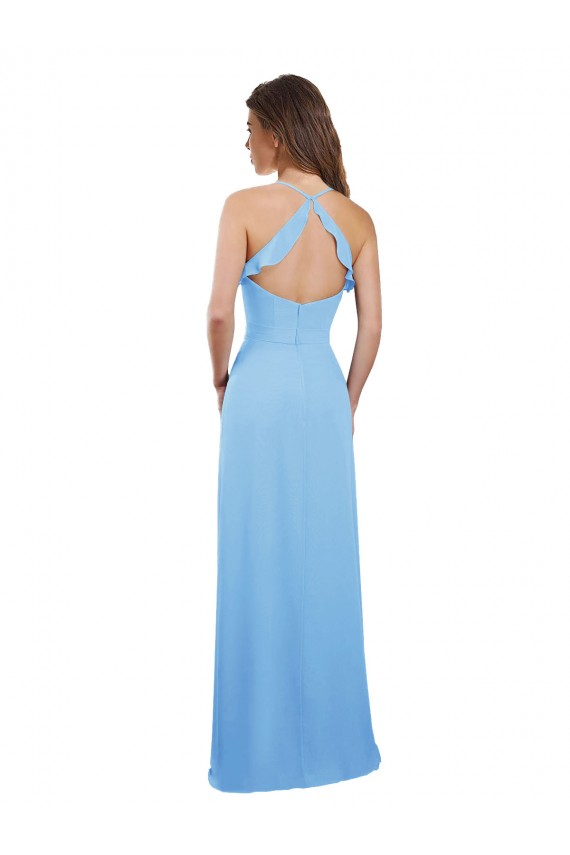 Slim Chiffon Bridesmaid Dress with Ruffled Sweetheart Neckline Geelong