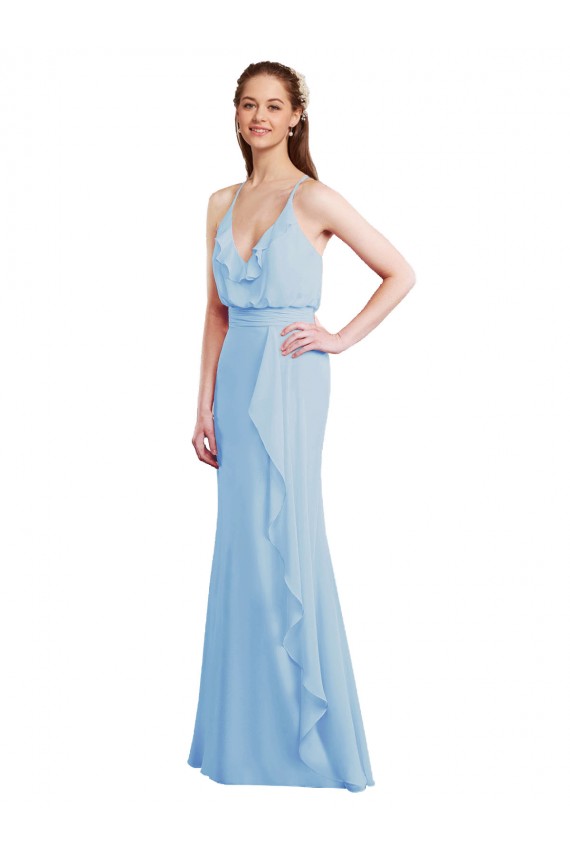 Shop Fluted Long Chiffon Bridesmaid Dress with Cascading Ruffles Geelong