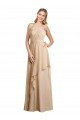 Shop Draped Long Chiffon A-Line Dress with Cascading Ruffles Geelong