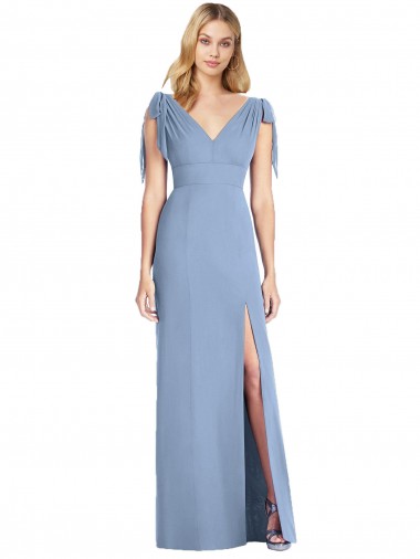 Shop Bow-Shoulder Sleeveless Deep V-Back Mermaid Bridesmaid Dress Geelong