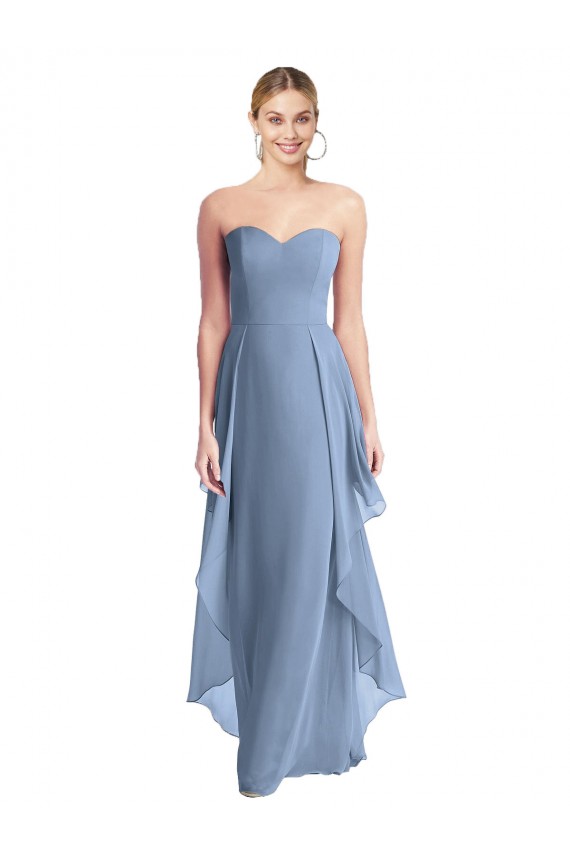 Strapless Chiffon Bridesmaid Dress with Skirt Overlay Geelong