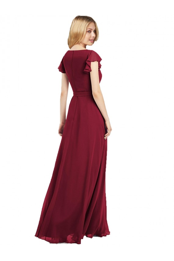 Flutter Sleeves Faux Wrap Chiffon Bridesmaid Dress Geelong