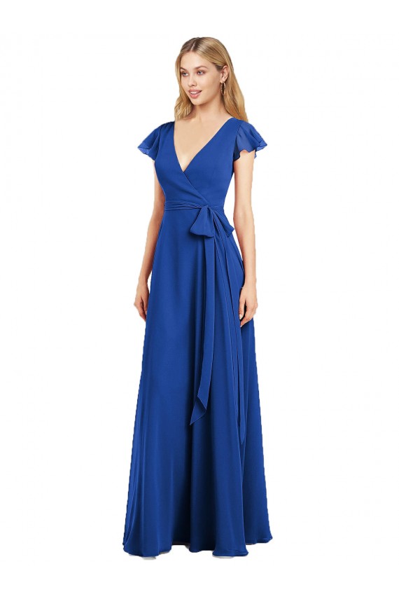 Flutter Sleeves Faux Wrap Chiffon Bridesmaid Dress Geelong