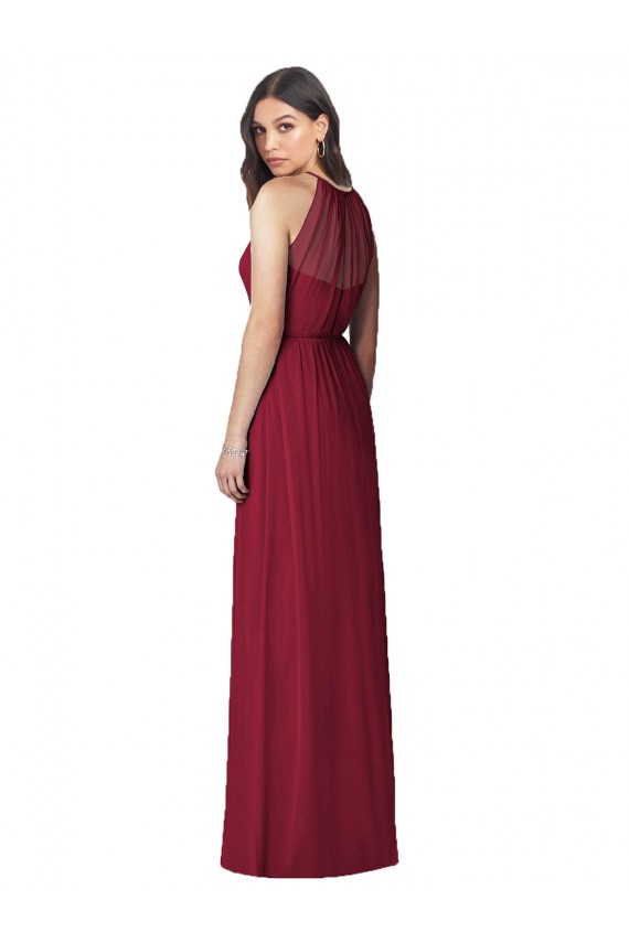 Shop Halter Neck Full-Length Shirred Chiffon Bridesmaid Dress Geelong