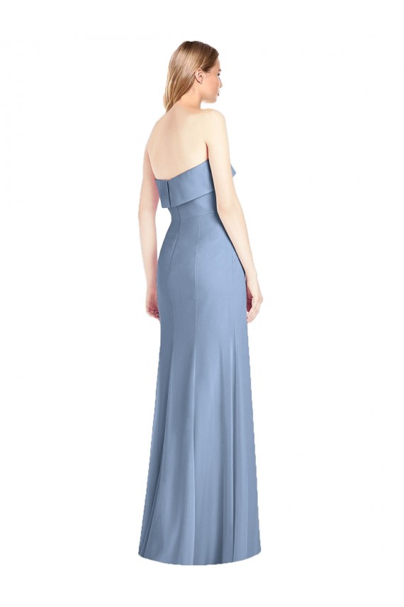 Trumpet Full Length Strapless Chiffon Bridesmaid Dress with Slit Geelong