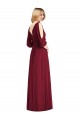 Draped V-Neck Bell Sleeves V-Back Chiffon Bridesmaid Dress Geelong