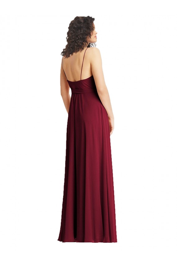 V-Neck Low Back Maxi Formal Wrap Chiffon Bridesmaid Dress Geelong