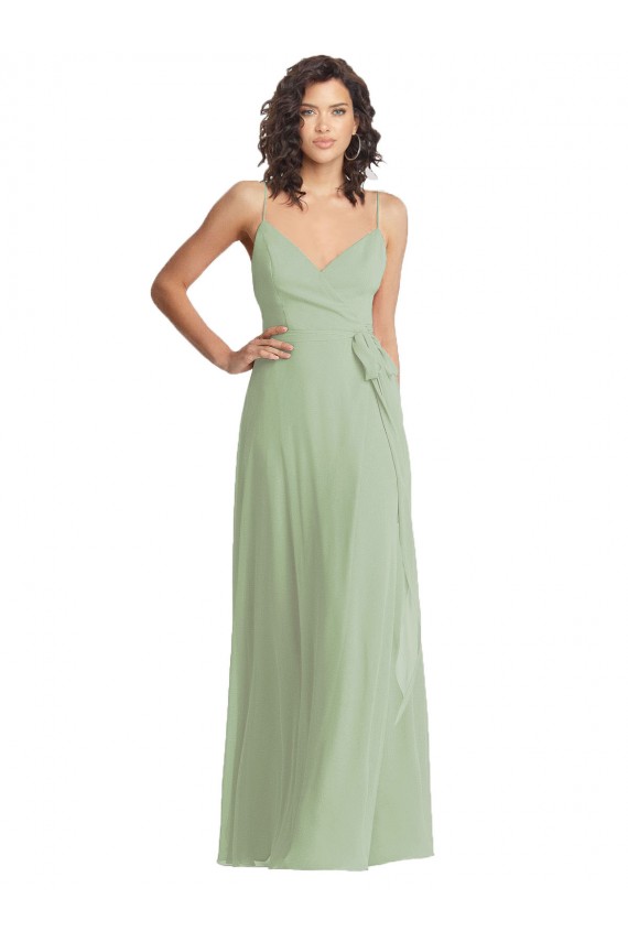 V-Neck Low Back Maxi Formal Wrap Chiffon Bridesmaid Dress Geelong