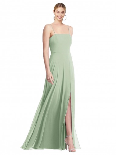 Shop Sleek Spaghetti Straps Low Back Square Neck Maxi Formal Chiffon Bridesmaid Dress Geelong