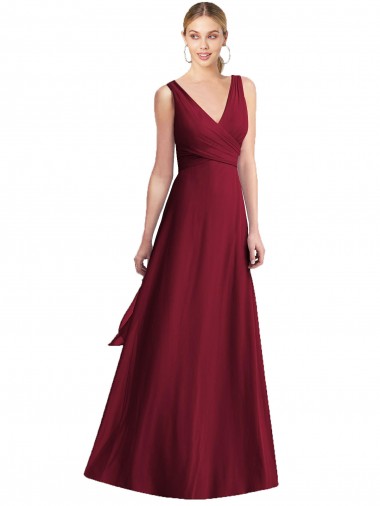Sleeveless V-Neck Chiffon Wrap Bridesmaid Dress Geelong