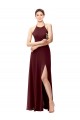 Shop Slim Long High Halter Neck Chiffon Bridesmaid Dress with High Side Slit Geelong