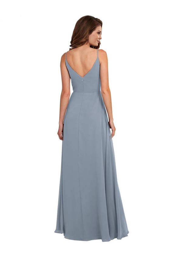 Shop Long Full Length Draped Cowl Neck V-Back Slip Chiffon Bridesmaid Dress Geelong