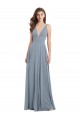Shop Fitted V-Neckline Long Chiffon Bridesmaid Dress with V-Back Geelong