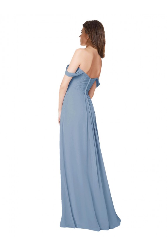 Empire Waist Off the Shoulder Chiffon Bridesmaid Dress with Sweetheart Bodice Geelong