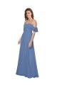 Flutter Sleeves Scoop Neck Off the Shoulder Long Chiffon Bridesmaid Dress Geelong
