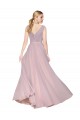 Draped V-Neck Long Chiffon Bridesmaid Dress / Formal Prom Dress with Shirred Bodice Geelong