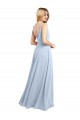 Shop Draped Cowl Neck Tied Straps Long Chiffon Bridesmaid Dress with Slit Geelong
