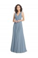 Shop Faux Surplice Bodice Long Chiffon Bridesmaid Dress with V-Neckline Geelong