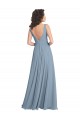 Shop Faux Surplice Bodice Long Chiffon Bridesmaid Dress with V-Neckline Geelong