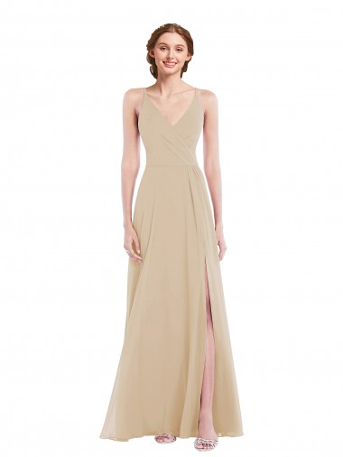 Shop Faux Wrap Criss Cross Back Maxi Bridesmaid Dress with Front Slit Geelong