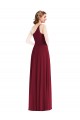 One Shoulder Chiffon Maxi Bridesmaid Dress with Shirred Front Slit Geelong