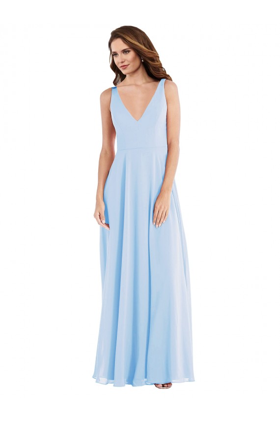 Shop Deep V-Neck Chiffon Maxi Bridesmaid Dress Geelong