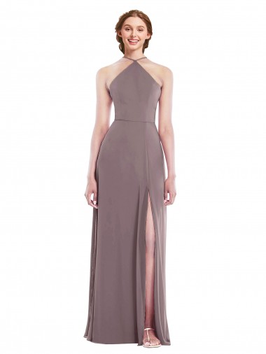 Shop Diamond Halter Maxi Formal Bridesmaid Dress with Front Slit Geelong